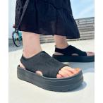 サンダル 「Fit meサンダル」サイドオープンニット厚底サンダル/55207 レディース