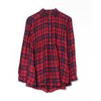 「American Eagle」 チェック柄長袖ブラウス X-SMALL レッド レディース