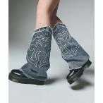 ショッピングレッグウォーマー レッグウォーマー EMBROIDERED DENIM LEG WARMER レディース