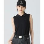 ショッピングポロシャツ ポロシャツ ポロ コットン鹿の子 メッシュカラー バックボタンノースリーブポロシャツ レディース