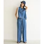 ジーンズ デニム デニムパンツ 「UVカット/遮熱」UNFILO DENIM LIGHT タックワイドパンツ レディース