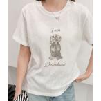 tシャツ 綿麻混モノトーンアニマルプリントシアーTシャツ カットソー レディース