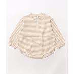 ベビー 「Quincy Mae」FLEECE BODHI ROMPER || SAND STRIPE