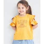 tシャツ フリルスリーブ 配色ステッチロゴTシャツ キッズ 子供服 女の子