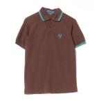 「FRED PERRY」 刺繍半袖ポロシャツ「COMME des GARCONSコラボ」 X-SMALL ブラウン メンズ