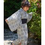 浴衣 チェック柄プルオーバー浴衣セット キッズ 子供 男の子 女の子
