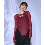 tシャツ Cut out piping レースプルオーバー レディース