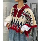 [etsinta] вязаный пончо ONE SIZE красный женский 