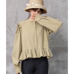 ラッシュガード 「UVカット率100%」レディース水着 長袖ハイネックジップアップペプラムフリルラッシュガードトップス レディース