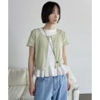 tシャツ 「UNE ORIGINAL」スクエアネックジャガードベーシックスリムサマー カーディガン レディース