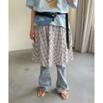 スカート パネルフレア チェックミニスカート