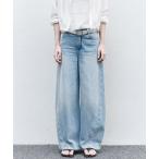 ジーンズ デニム デニムパンツ 「tageechita」ライトブルー カーブシルエット ハイウエストワイドデニムパンツ レディース