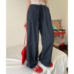 ショッピングチェック パンツ 「 MEMECLE / メメクル 」チェックワイドイージーパンツ レディース