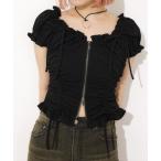 ブラウス シャツ FRONTZIP 2WAY TOPS フロントジップ 2ウェイ トップス レディース