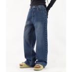 ジーンズ デニム デニムパンツ ワイドサイドスタッズパンツ レディース