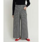 パンツ ウールギンガム ワイドパンツ レディース