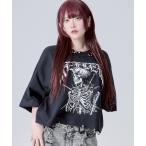 tシャツ 「REFLEM/レフレム」スカルプリントクロップドTシャツ/ハーフスリーブカットソー レディース メンズ