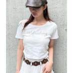 tシャツ 「2025SS」スタッズロゴTシャツ レディース