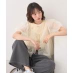 tシャツ SET2点チュールバルーンブラウス+ロゴタンク レディース