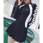 ラッシュガード ロゴデザインワンピース型ラッシュガード レディース