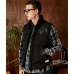 ダウンベスト ベスト Schott/ショット/LEATHER COMB. VEST/レザーコンビ ベスト メンズ レディース