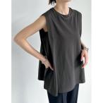 tシャツ 綿天竺ショルダータックノースリーブTシャツ レディース
