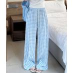 パンツ ギンガムチェックワイドパンツ レディース