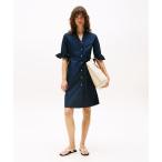 ショッピングシャツワンピース ワンピース コットン3/4スリーブシャツワンピース