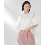 tシャツ メッシュ×シフォンコンビチュニックトップス レディース