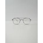 伊達メガネ メガネ 眼鏡 Monday W bridge classic eyewear /UVブルーライトカット メタルスクエアフレームメガネ