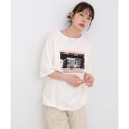 tシャツ フォトプリントカラーロゴ半袖Tシャツ レディース