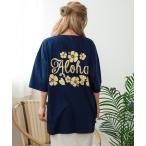tシャツ バック ハイビスカス プリ�