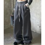 ショッピングレディ 夏 パンツ ダブル ウエスト ワイドパンツ スラックス レディース