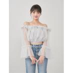 オフショルチュールボリュームトップス レディース