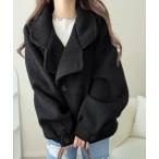 コート チェスターコート 「mily bilet」コクーンで魅せる。ウールライクリングニットスタンドカラーコート レディース