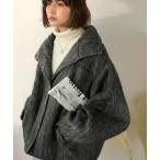 ブルゾン アウター 暖かさとおしゃれを両立♪ミックスシャギースタンドカラー比翼ミドルコート レディース