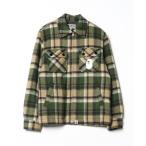 ショッピングチェックアップ 「A BATHING APE」 チェック柄ジップアップブルゾン M グリーン メンズ