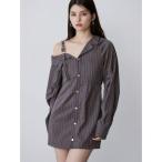 ワンピース アシメショルダーミニシャツワンピース