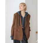 ジャケット テーラードジャケット ワッペンデザインルーズ起毛ジャケット レディース