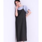 ワンピース 「S-LL」女性らしさ漂う ライトデニム Aラインキャミワンピース