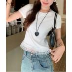 tシャツ 裾ティアードフリルレースTシャツ レディース