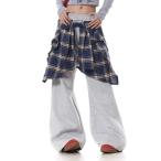  тренировочный брюки джерси поддельный Layered проверка рубашка тренировочный широкий брюки женский 