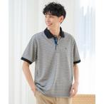 ショッピングポロシャツ メンズ ポロシャツ 地柄ボーダー ワンポイント刺繍 ポロシャツ メンズ
