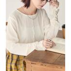 tシャツ シアーベロア袖シャーリングチュール切替プルオーバー レディース