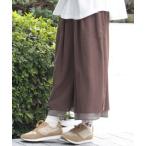 ショッピングローン パンツ セルロース麻ローン＆コットンローンレイヤードフレアパンツ レディース