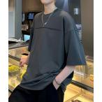 tシャツ ミニマルライン切替Tシャツ メンズ
