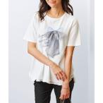 tシャツ リボンモチーフ裾フリルプルオーバー レディース