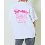 tシャツ 「ゆるロゴ×うさぎ」発泡プリントTシャツ レディース