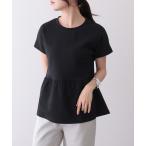 tシャツ ソリッドカラー クルーネック ペプラム 半袖 Tシャツ レディース