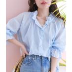 ブラウス シャツ 「愛されエアリーブラウス」シアーリネン混パール釦リボンブラウス レディース